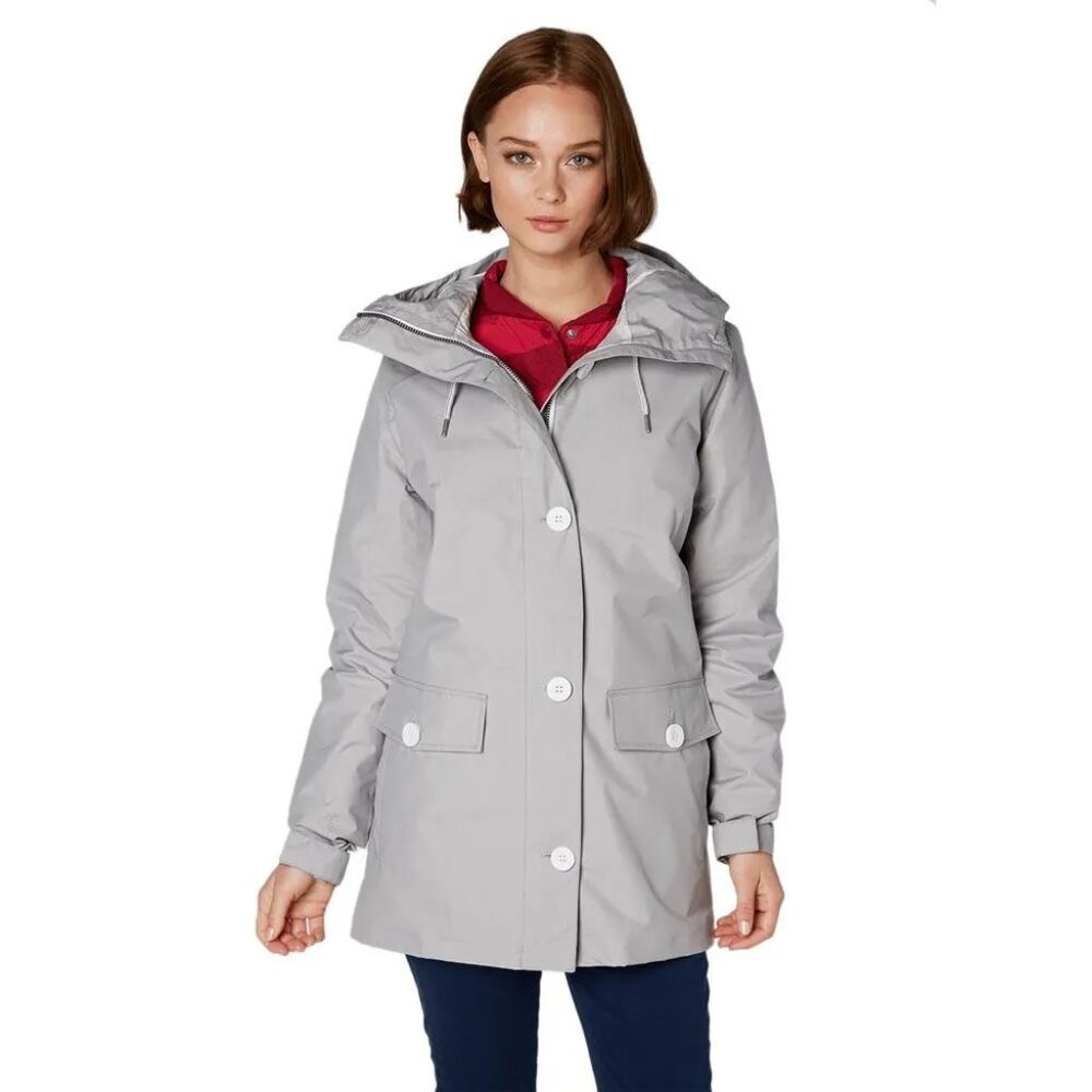 Euc Helly Hansen Elements Light Gray Raincoat Wmn… - image 2